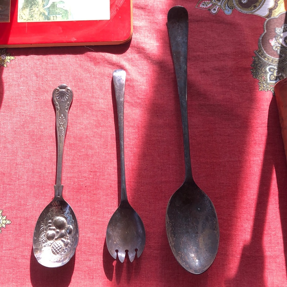 Vtg silver serving spoons